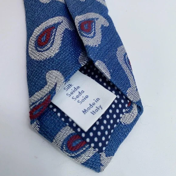 Eton Tie‎ Mens One Size Blue Paisley Silk Luxury Classic Necktie Italy Made